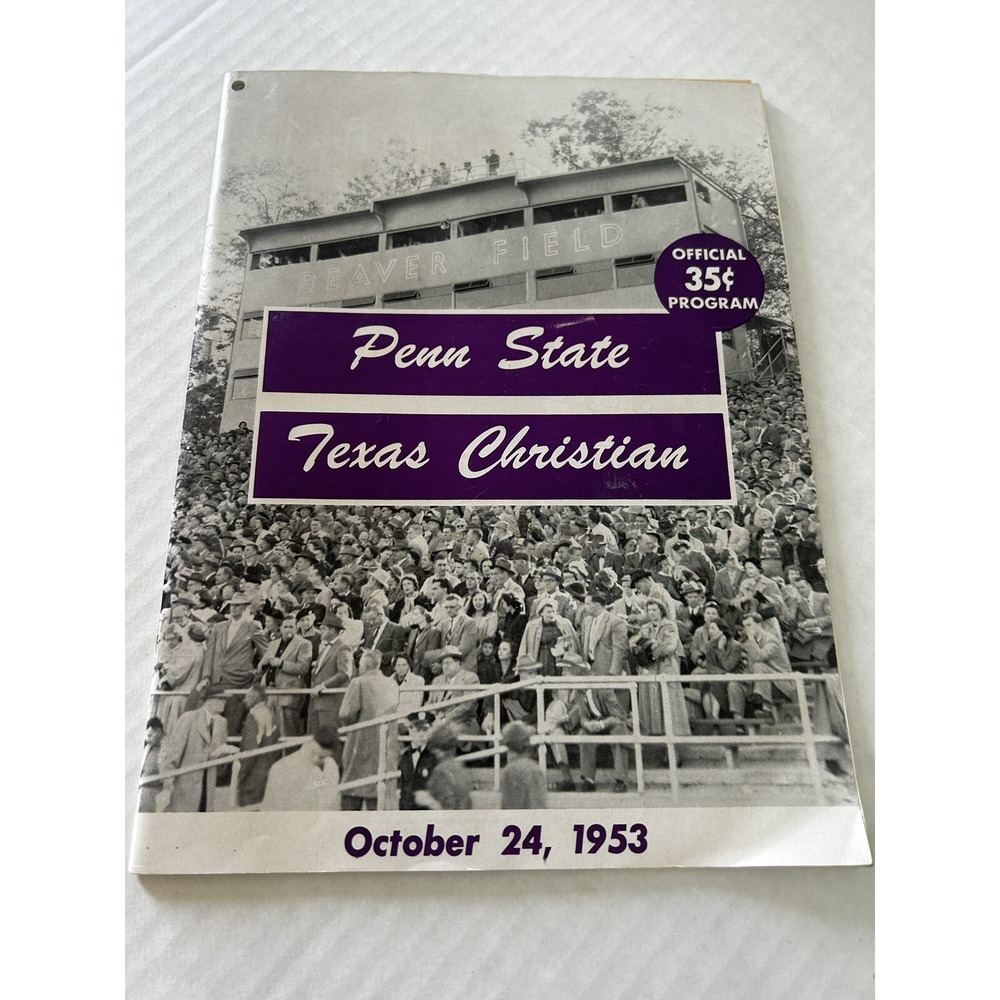 1953 Texas Christian Penn State Football Program 10/24/1953 Vintage 35 Cents